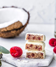 Load image into Gallery viewer, KRUMBLED BEAUTY BITES - WHITE CHOCOLATE &amp; RASPBERRY BAR
