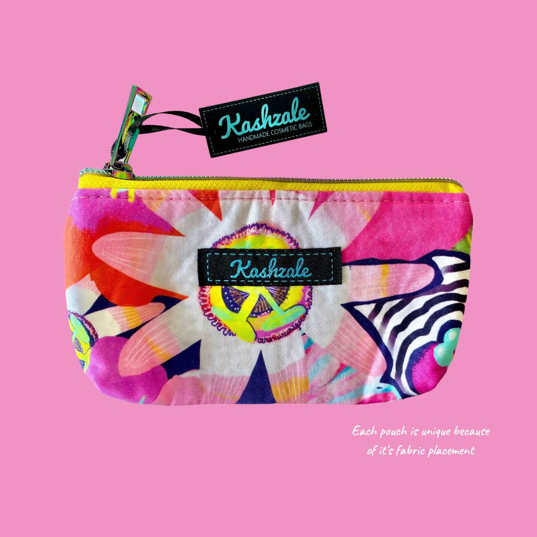 Colourful floral print small zip pouch