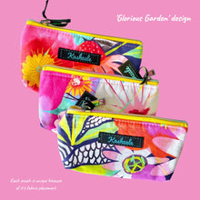 Load image into Gallery viewer, Three Colourful floral print small zip pouches
