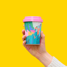 Load image into Gallery viewer, Colourful Travel cup with pink screw on lid
