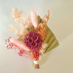 Mini dried preserved floral posy in a blush colour pallette
