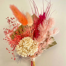 Load image into Gallery viewer, Mini dried perserved floral posy in a coral colour pallette
