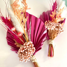 Load image into Gallery viewer, Mini dried preserved floral posy in a fuchsia colour pallette
