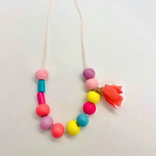 Load image into Gallery viewer, DIY Colourful Timber Bead Necklace Kit with fabric flower
