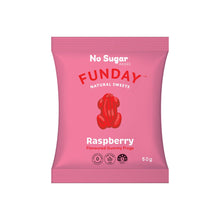 Load image into Gallery viewer, Funday Sweets Raspberry Frogs with no sugar added packet front
