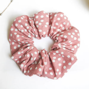 SunBee handmade Scrunchie in Berry with whote spots