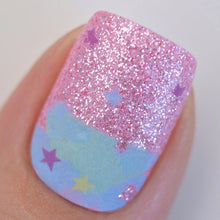 Load image into Gallery viewer, Personail Nail Wraps in Unicorn star nail with glitter
